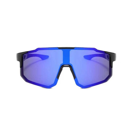 Zonnebril - Fiets - Sport - Festival bril - Rave - Voor heren en dames - Zwart - Blauw gepolariseerd glas van OutdoorJunkie — afbeelding 2