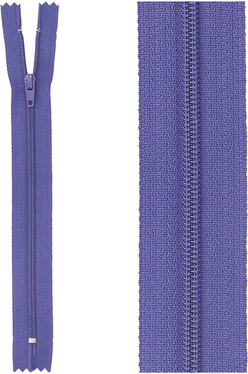 Fijne rits polyester amethyst paars 15cm - niet-deelbaar stevige rits