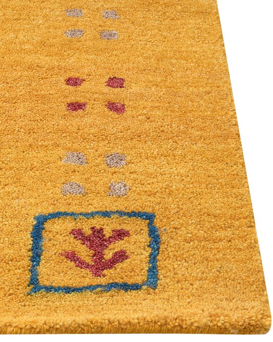 Beliani AKALAN - Tapis moderne - Jaune - Laine