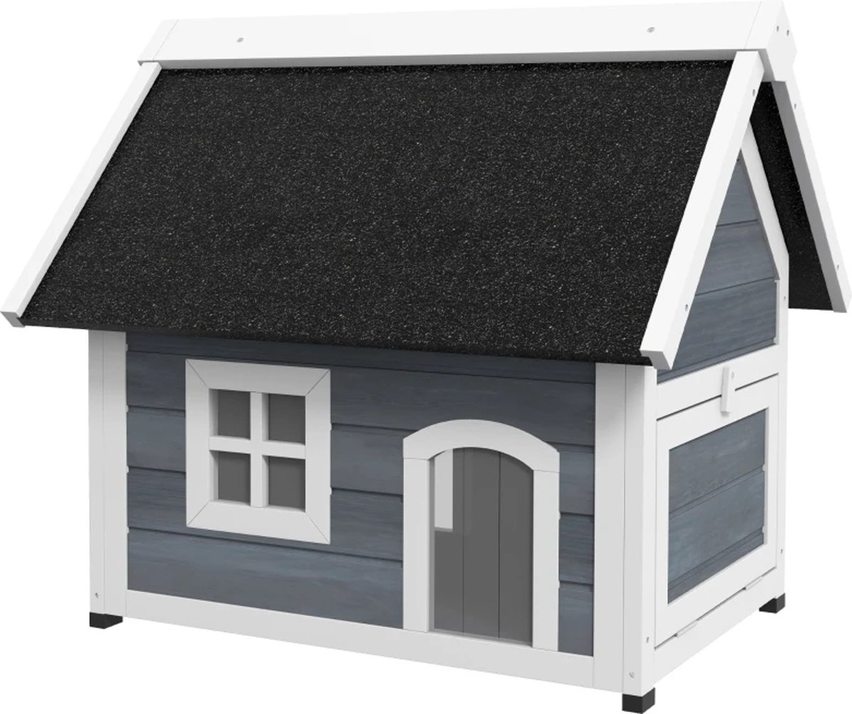 Kattenhuis - Voor buiten - Hok - Kooi - Bench - Ren - 2 verdiepingen - duurzaam - Grijs