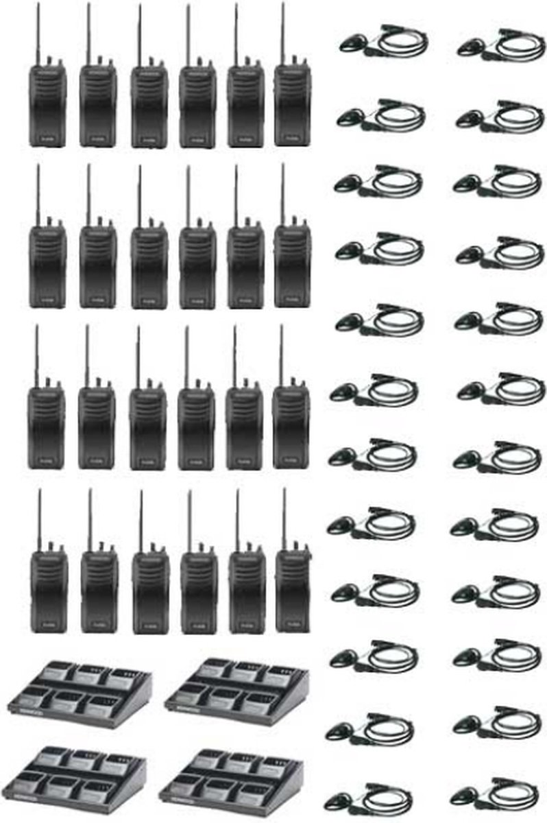 Set van 24 stuks Kenwood TK-3501 PMR446 met D-shape oortje en 4 multiladers