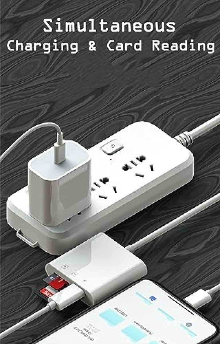 SD Kaartlezer Voor IPhone & IPad 2-in-1 Met Dubbele Sleuf - Opladen én Kaarten Lezen Tegelijk