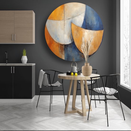 Tableau rond échelle - Tableau ustensiles de cuisine rond - Tableau cercle mural - Décoration murale campagne - Décoration murale ronde - Accessoires salon cercle mural forex 90x90 cm