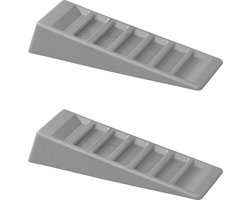 Campout Oprijblok Caravan – Levellers - Oprijblokken - 14,5 x 41,5 cm - Wielbalans - Oprijbrug – Extra Grip - Stabiliteit - Ongelijke Ondergrond - Lichtgewicht kunststof - Inclusief Draagtas - Maximaal 3000 kg belastbaar - 2 stuks – Grijs