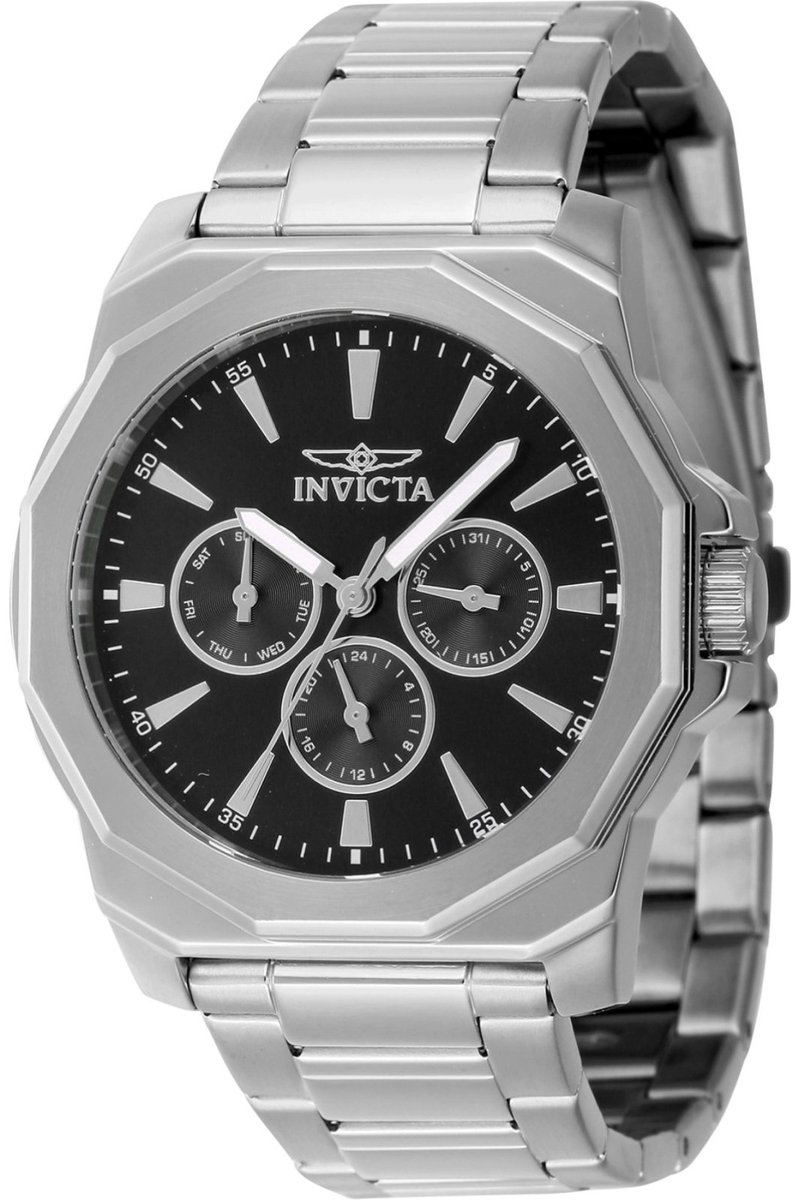 Invicta Speedway 46842 Heren Horloge - Waterdicht - Analoog - Quartz Uurwerk - Roestvrij Staal met zwarte Wijzerplaat - 42mm