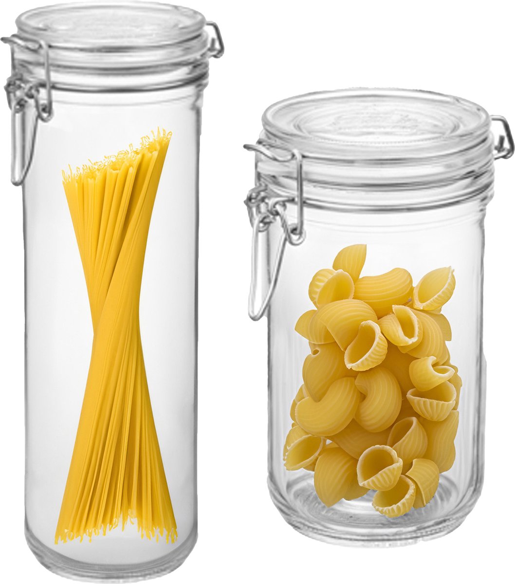 Bormiolo Rocco Set van 2 weckpotten - glas - transparant - 1,5 L en 0,75 L