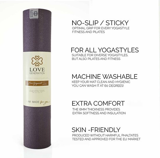 Love Generation - Love Yogamat │Extra Dik │Aubergine Paars van Merkloos — afbeelding 2