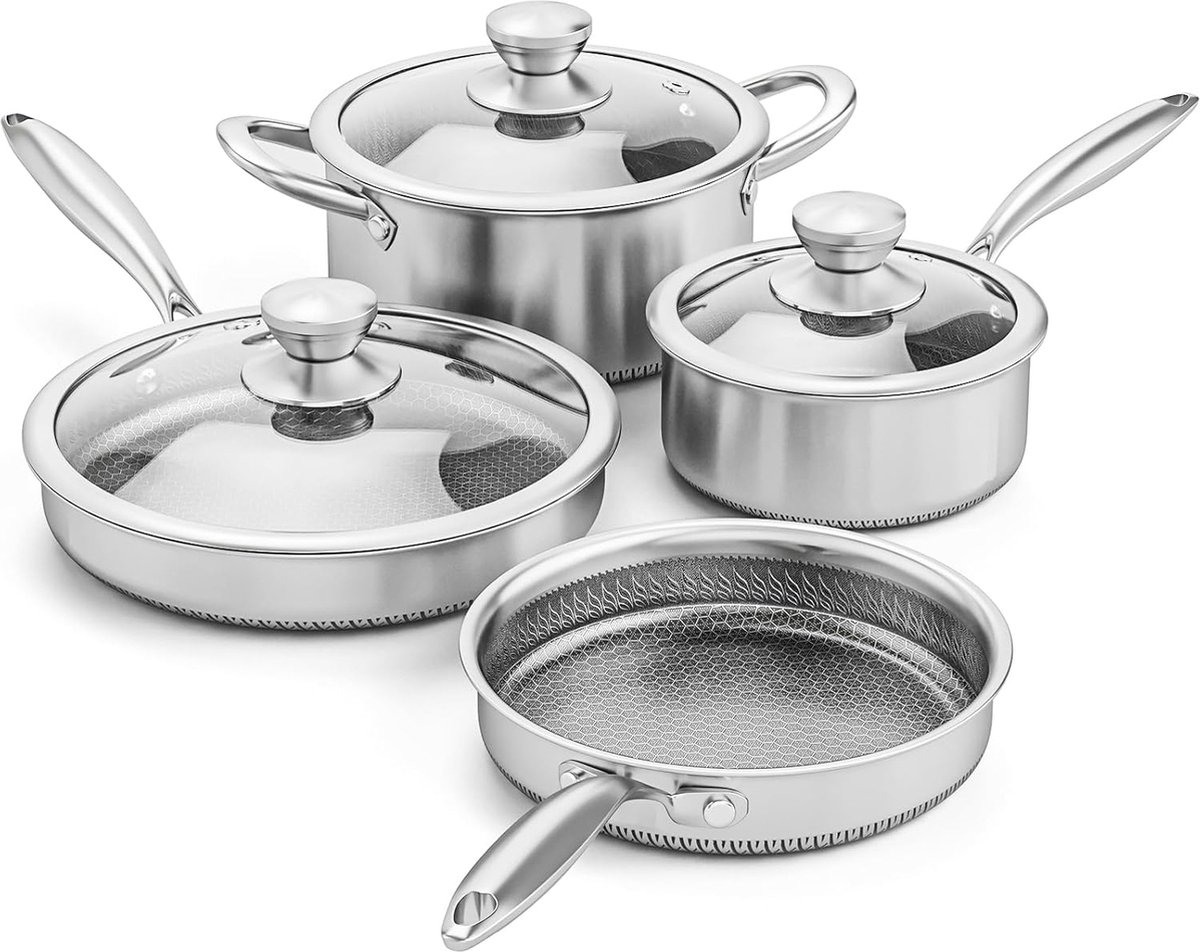 Pannenset - Kookpan met Deksel - Saucepan - Braadpan - Wokpan