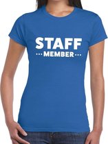 Staff member / personeel tekst t-shirt blauw dames XS