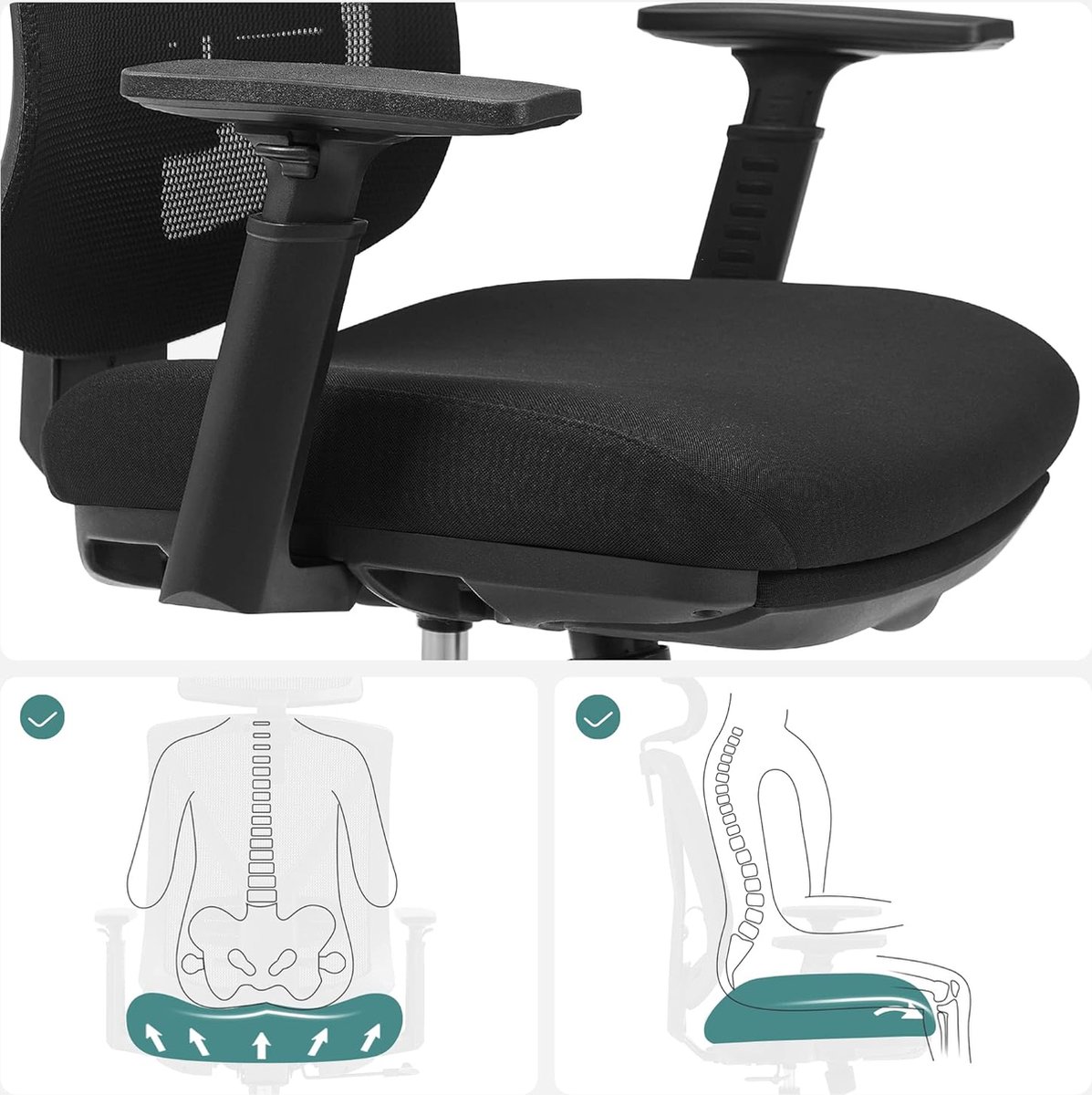 Ergonomische bureaustoel - - Met voetsteun - verstelbare - afbeelding 3