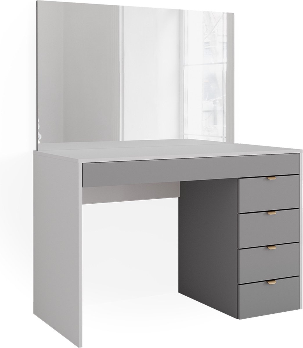 Vicco Kaptafel Elise, Wit/Grijs, 115 cm met spiegel