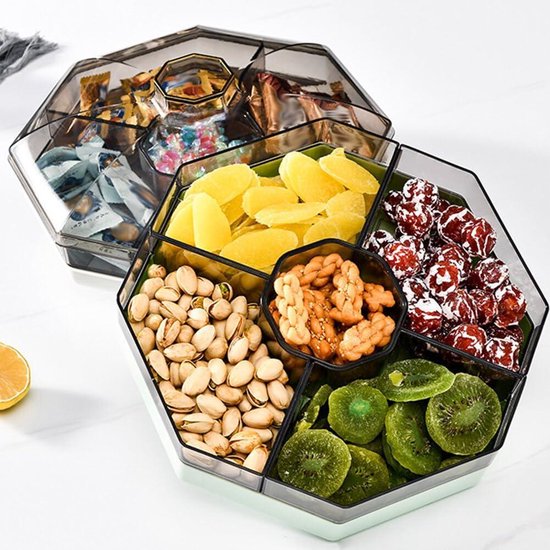 Fruitschaal Multi Use Dubbellaags Snack Bowl Luie Snackplaat Keuken Fruitschaal Zonnebloempitten Opbergdoos Gerechten Woonkamer Acc (Kleur: Blauw