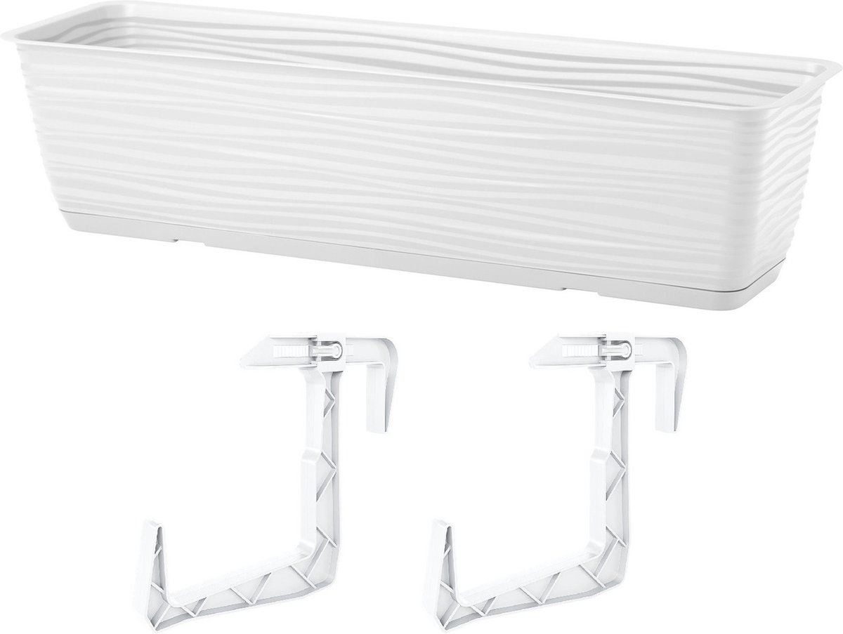 Form Plastic Balkon plantenbak Balustrade - incl ophangbeugels - kunststof - wit - L60 x B17 x H14