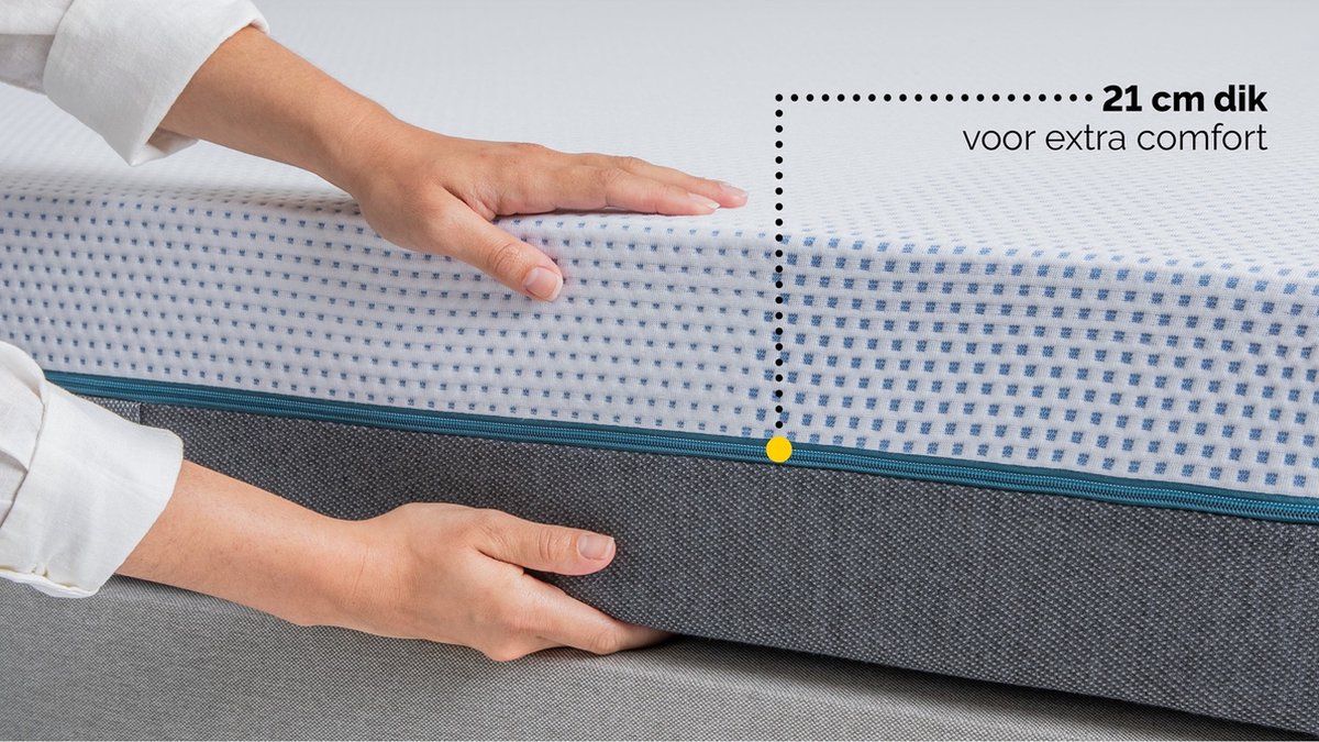 Maxi Plus Pure 200 Matras 90 x 200 cm - Traagschuim Matras - Eenpersoonsmatras - 7 Zonen - Pocketvering - Dikte: 21 cm - H4 — afbeelding 4
