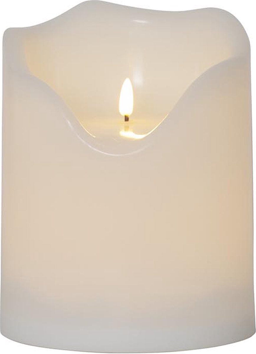 Star Trading kaars Flamme Grand, zuilkaars, wit, LED, timer, warm wit, voor buiten, 20 cm natuurlijk wit