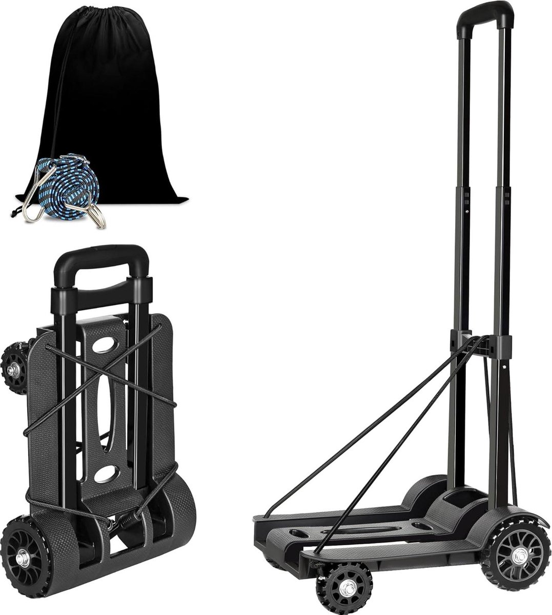 Inklapbare steekwagen 50 kg robuust 4 wielen aluminiumlegering draagbaar winkelen kamperen vissen reisartikelen