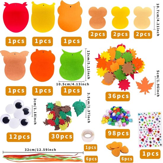 Herfst Knutselen Kinderset,128 Stuks Knutselset Voor Decoratie Egel Knutselset Voor Kinderen Herfstkransen Knutselset Met Egelpatroon Voor Herfst Thanksgiving Day,Hedgehog Knutselsets Voor Kinderen