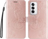 Coverup Butterfly Book Case - Convient pour la coque OPPO Reno12 - Or Gold