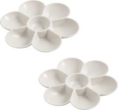 2x palettes de peinture en forme de fleur 17 cm - Palettes de peinture - Palettes de peinture avec 7 compartiments en plastique