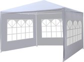 Partytent 3x3m budget wit met drie zijwanden