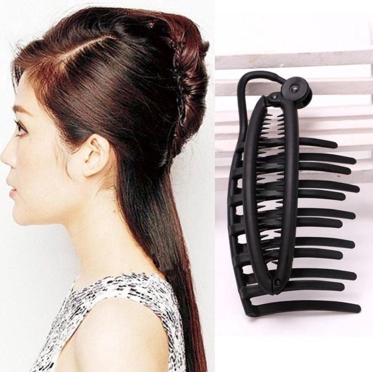 New Age Devi - Verticale haarrol - French Twist - Zwart - 1 stuk