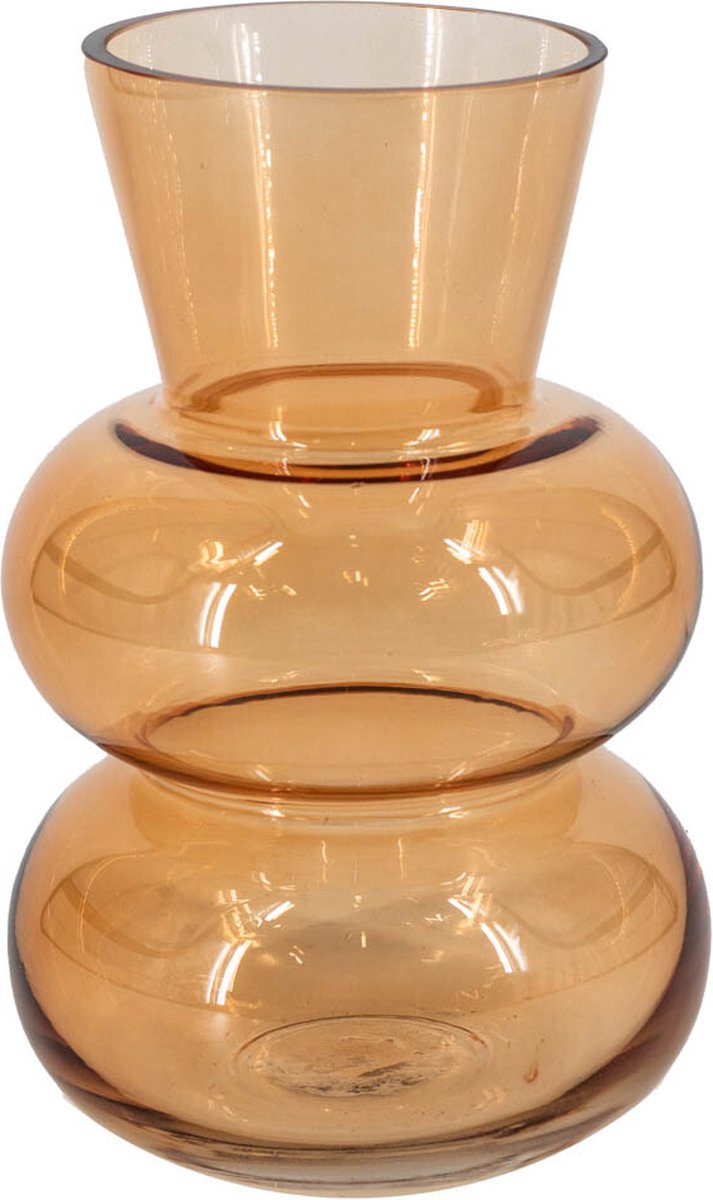 homebound by ky Glazen vaas sandstone | 13x13x20cm | bloemenvaas oranje