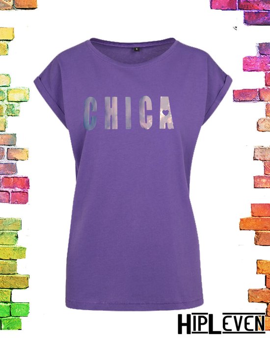 Paars shirt met print Chica | Paars/ 4XL (50-52)