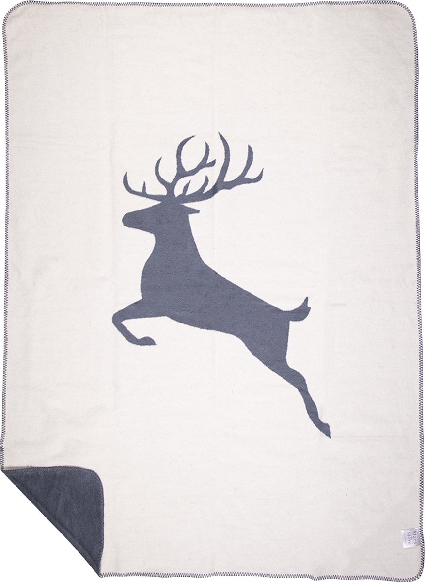 plaid springend hert donker grijs 130x180cm