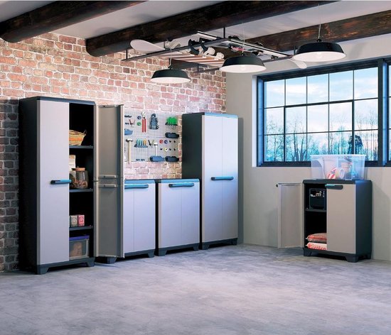 Armoire de jardin - Coffre de jardin - Armoires de jardin extérieures - Abri de jardin - Plastique - 70x40x180cm - Zwart avec Wit