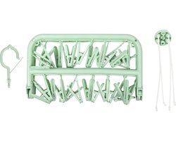 Benson Droogcarrousel - groen - kunststof - 32 clips/knijpers - 30 x 40 cm - droogmolen