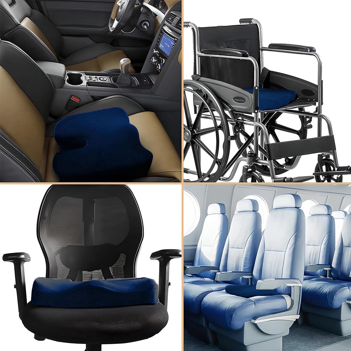 Orthopedisch zitkussen - Ergonomisch zitkussen voor kantoorstoel & Co - Werkt pijnreducerend, verhoogt zitcomfort, bevordert doorbloeding en ontlast het stuitbeen (Grijs