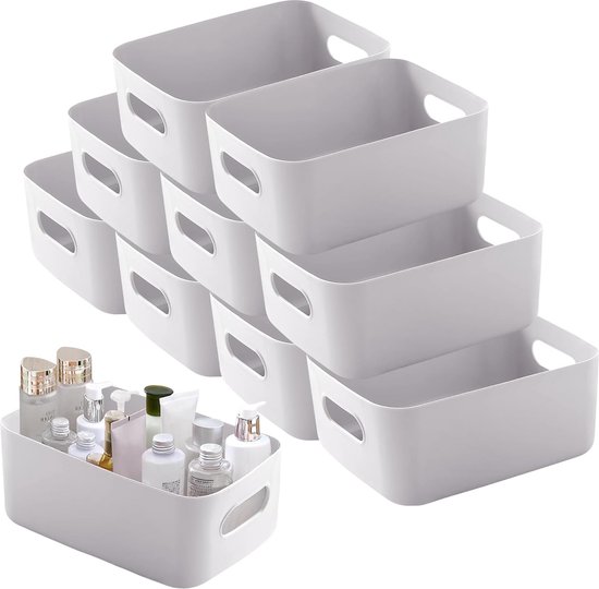 10x stuks zwarte opbergboxen/opbergdozen/opbergmanden kunststof - 5 liter - opbergen manden/dozen/bakken - opbergers