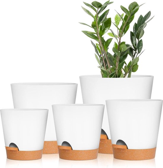 T4U Zelfbewaterende plastic plantenbak met waterniveau-indicator, 13 cm T4U Zelfbewaterende plastic plantenbak met waterniveau-indicator, 13 cm