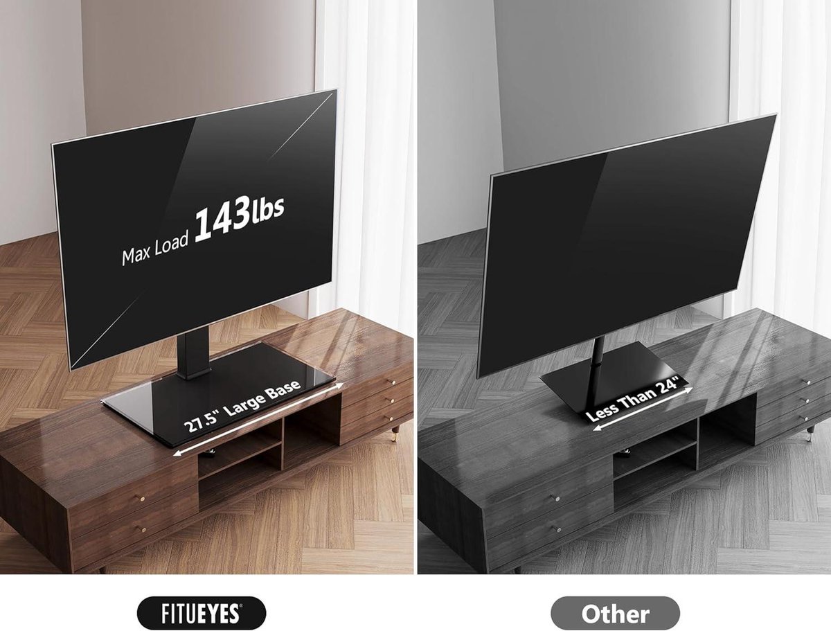 One For All TV- en videoaccessoires merk Falcon Universal TV-standaard voor beeldschermgrootte 32-70 inch met Soundbar houder