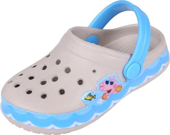 Foto: Grijs blauwe crocs voor jongens gemaakt van licht eva materiaal george peppa pig