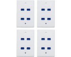 Optical Fiber Wall Plate Socket Panel with SC SMF/MMF Adapter(Simplex) Pack of 4 - 4 Port Configuration