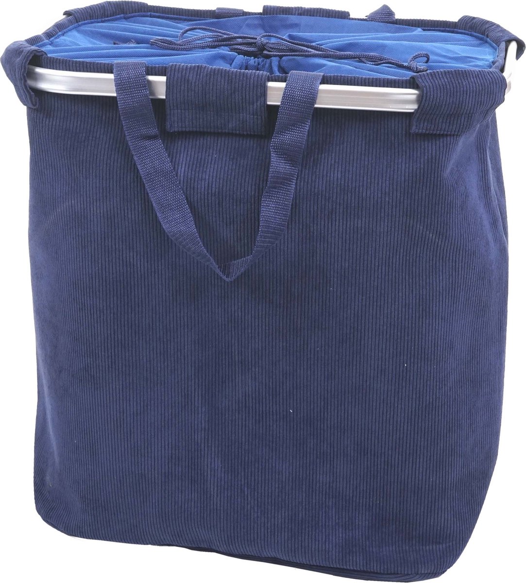 Goedkoopste Wasmand MCW-C34, Wasmand met trekkoord Wasmand met trekkoord, 2 compartimenten Handgreep 54x52x32cm 89l ~ koord blauw