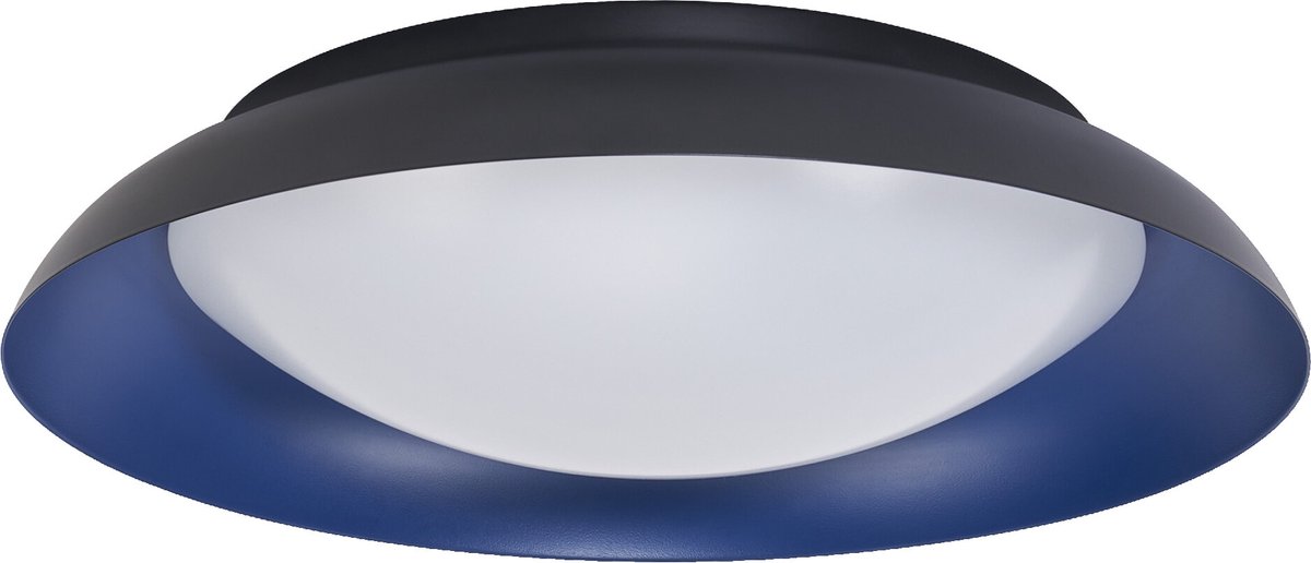 LEDVANCE Orbis Plate LED plafondlamp, zwart-blauw, 35W, 1700lm, 3000K, 430mm, 830 vriendelijk warm wit, dimbaar in 3 niveaus door te trappen, IP20 bescherming, inclusief montageschroeven en pluggen Zwart|Blauw