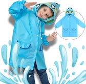 BoefieBoef Blije Bus Regenjas Regenponcho Peuter & Kleuter 2-6 Jaar (maat 120) – Waterdichte Kinderregenjas met Capuchon – Lichtgewicht jas Regenpak Fietsen Buiten Spelen – Regen - Knutseljas - jas - cadeau jongens en meisjes - blauw car rain