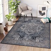 Tapiso Ritz Tapis Gris Foncé Katoen Antidérapant Vintage Salon Tapis Taille - 160x220