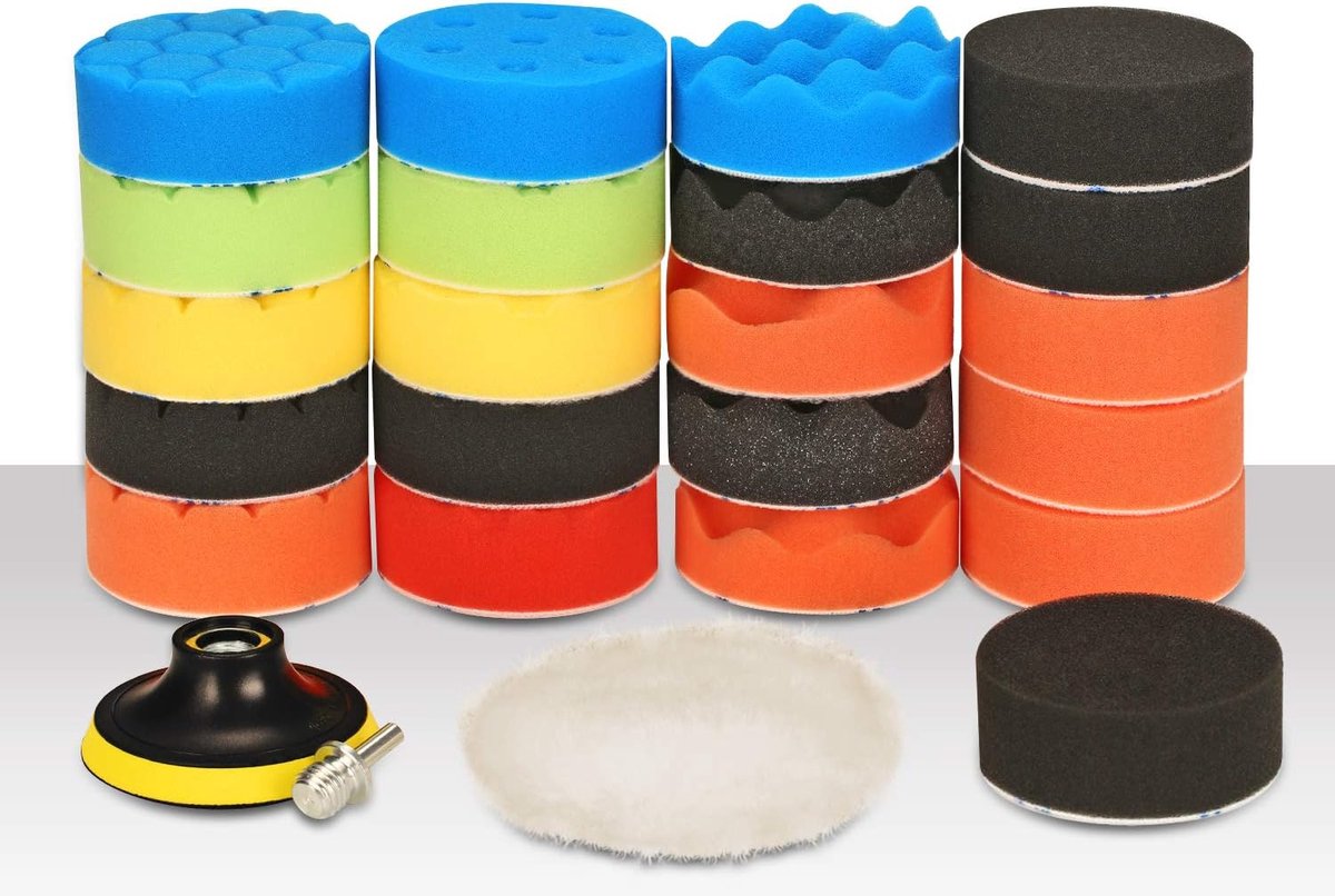 Polijstspons Set - 25-delig 80 mm polijstpad sponset met polijstborstel