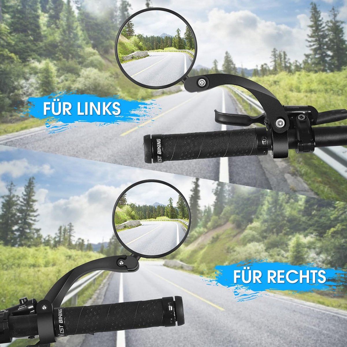stuurbeoordeling, zicht naar achteren, voor mountainbike, voor handgrepen