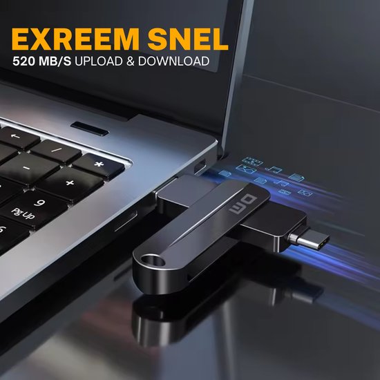 Clé USB MOVE SPEED 256 Go - USB 3.2 SSD Externe - 520 Mo/s - Type C - Champagne