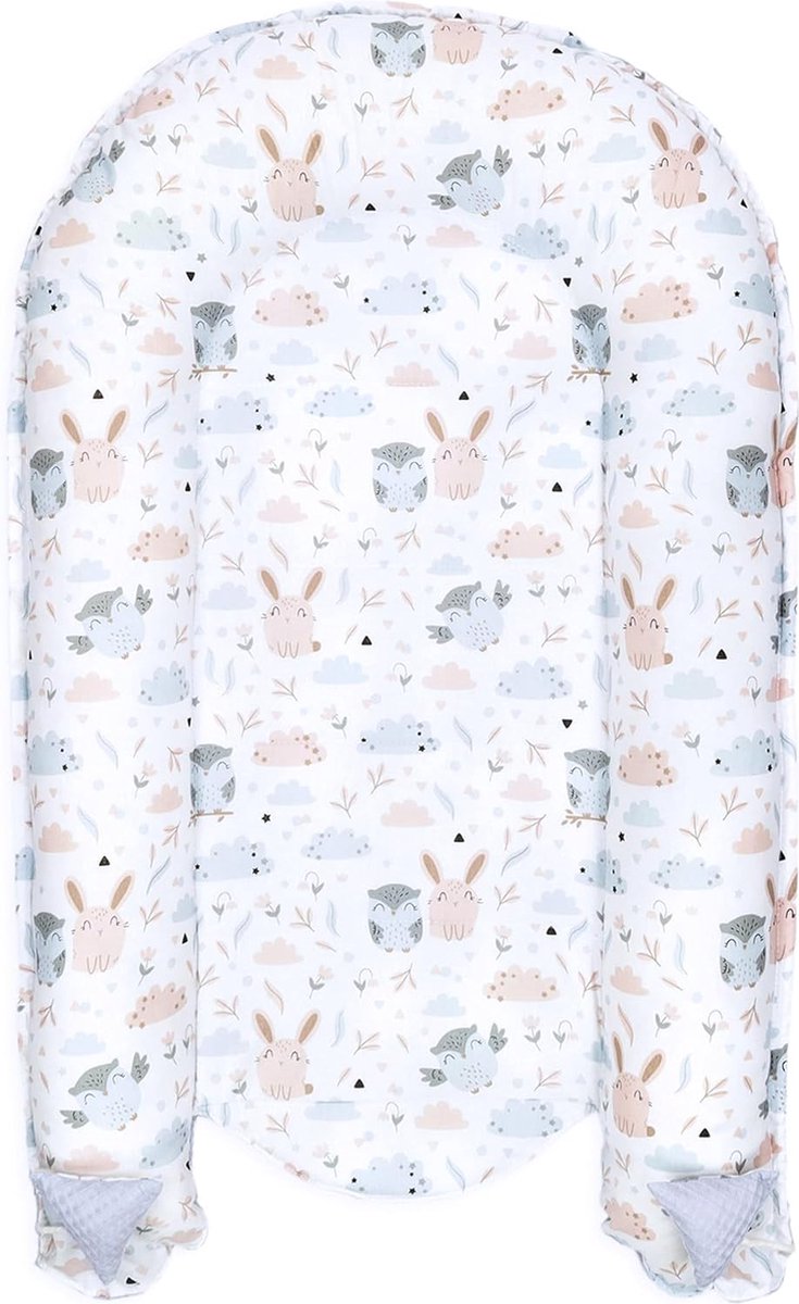 PIMKO Babynest met ruches babynestje voor baby's, knuffelnest, babycocon voor zuigelingen en pasgeborenen, 100% katoen, geschikt voor thuis, 55 x 90 cm (Vulcano