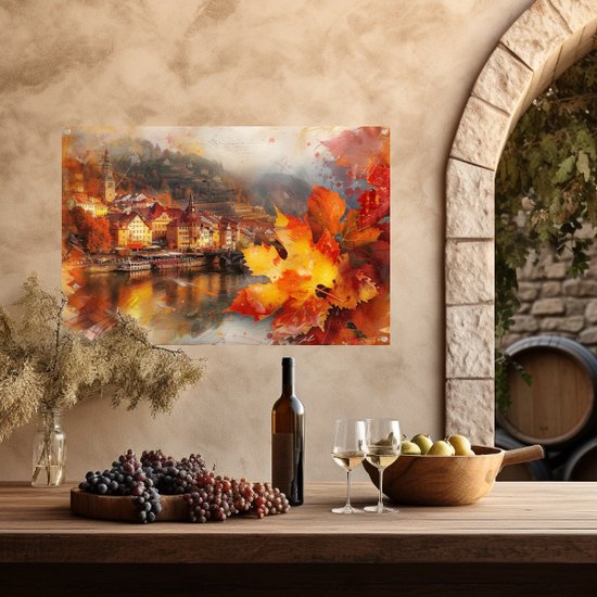 Stad posters - Landschap tuinposter - Tuinposters Rivier - Muurdecoratie buiten - Poster tuin - Decoratie tuin tuinposter 105x70 cm