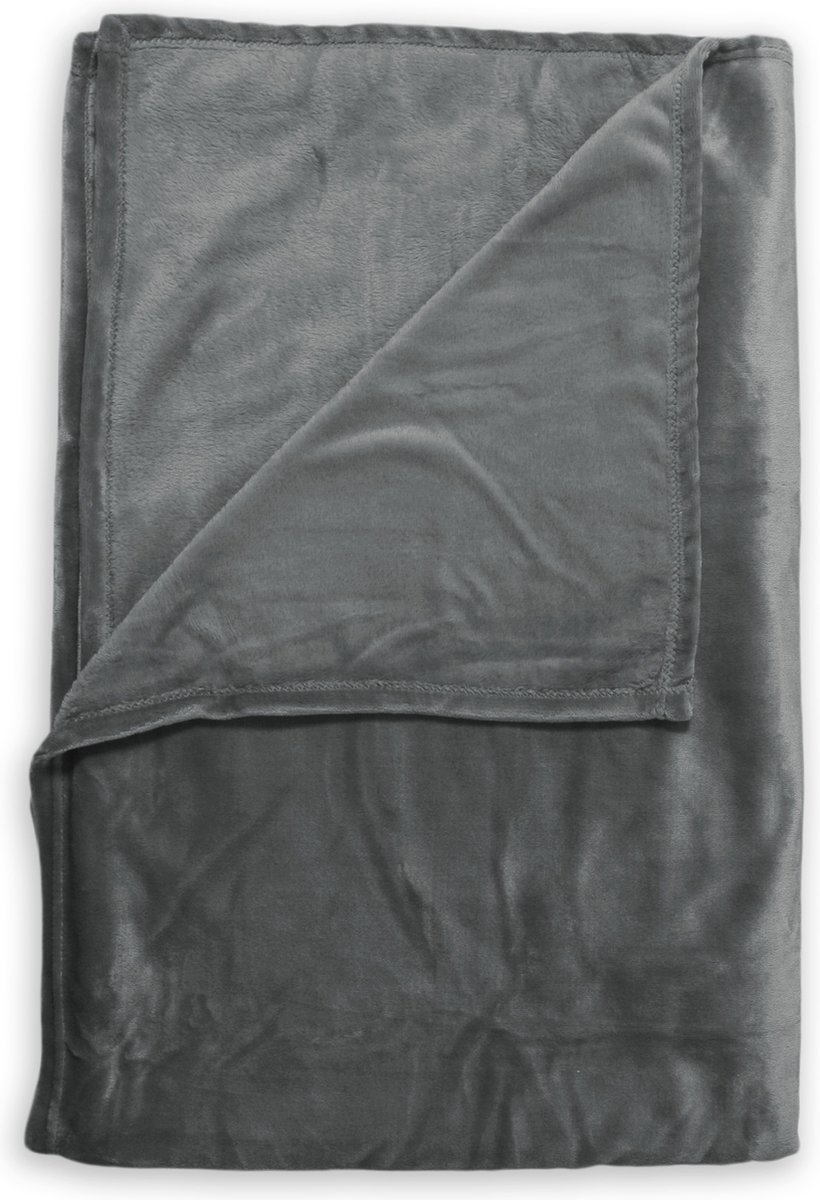 Zohome Plaid Cara - Warme deken voor op de bank - Zacht - 140x200 cm - Antraciet