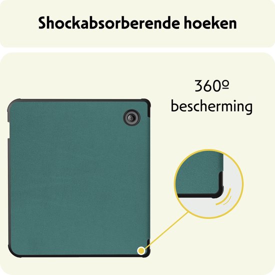 Hoesje Geschikt voor Kobo Libra Colour Hoes Bescherm Hoesje Case Sleep Cover - Hoes Geschikt voor Kobo Libra Colour Hoesje - Donkergroen van Hoesje  — afbeelding 5