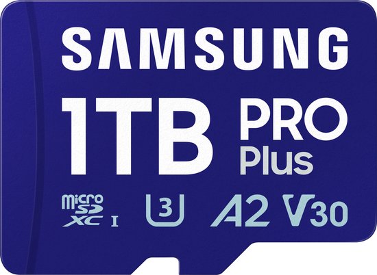 Samsung PRO Plus - Micro SD Kaart - Inclusief kaartlezer - 180 & 130 MB/s - 1TB