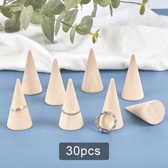 Toptan Doğal Ahşap Koni Takı Standı Yüzük Küpe Vitrin Rafı Özel Logo - Buy Topta