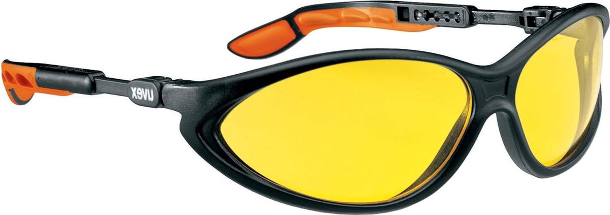 Veiligheidsbril Cybric 9188 krasbestendig zwart-oranje-amber eenheidsmaat - beste bescherming